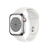 Apple Watch Series 8 GPS + Cellular 41mm Gümüş Rengi Paslanmaz Çelik Kasa Beyaz Spor Kordon - MNJ53TU/A MNJ53TU/A