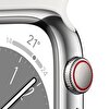 Apple Watch Series 8 GPS + Cellular 41mm Gümüş Rengi Paslanmaz Çelik Kasa Beyaz Spor Kordon - MNJ53TU/A MNJ53TU/A