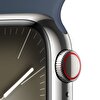 Apple Watch Series 9 GPS + Cellular 41mm Gümüş Rengi Paslanmaz Çelik Kasa ve Fırtına Mavisi Spor Kordon - S/M - MRJ23TU/A MRJ23TU/A