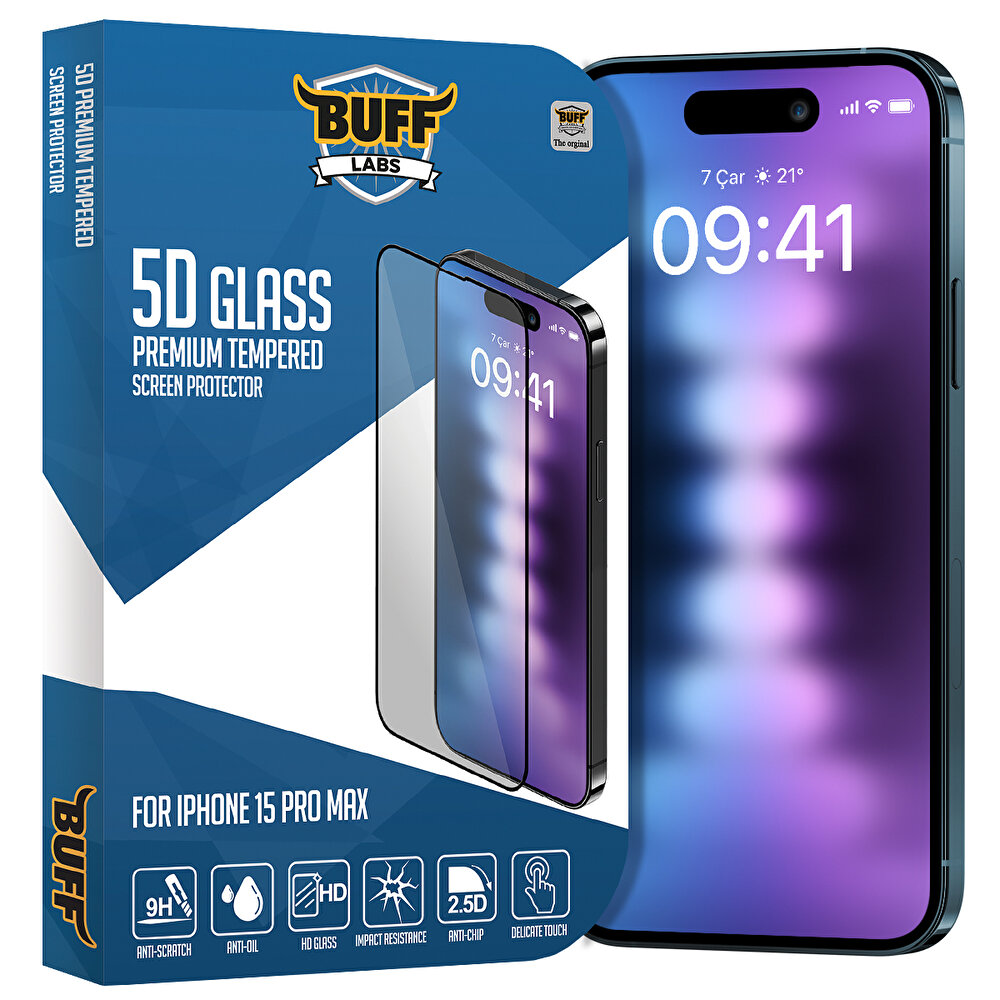 Buff iPhone 15 Pro Max 5D Glass Ekran Koruyucu - 1