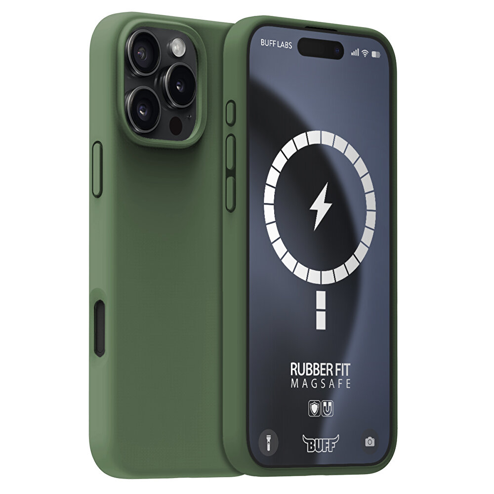 Buff İphone 16 Pro Magsafe Rubber Fit Kılıf Yeşil -1