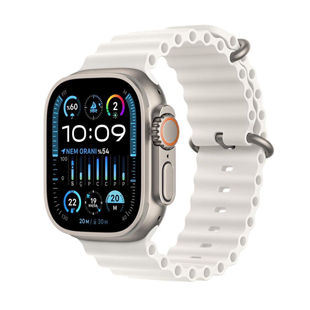 Apple Watch Ultra 2 GPS + Cellular- 49Mm Titanyum Kasa Ve Beyaz Ocean Kordon -1