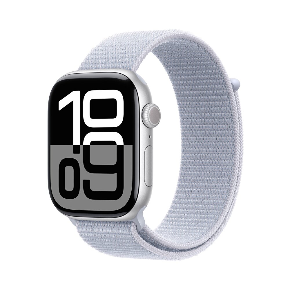 Apple Watch Series 10 GPS 46mm Gümüş Rengi Alüminyum Kasa  Bulut Mavisi Spor Loop -1