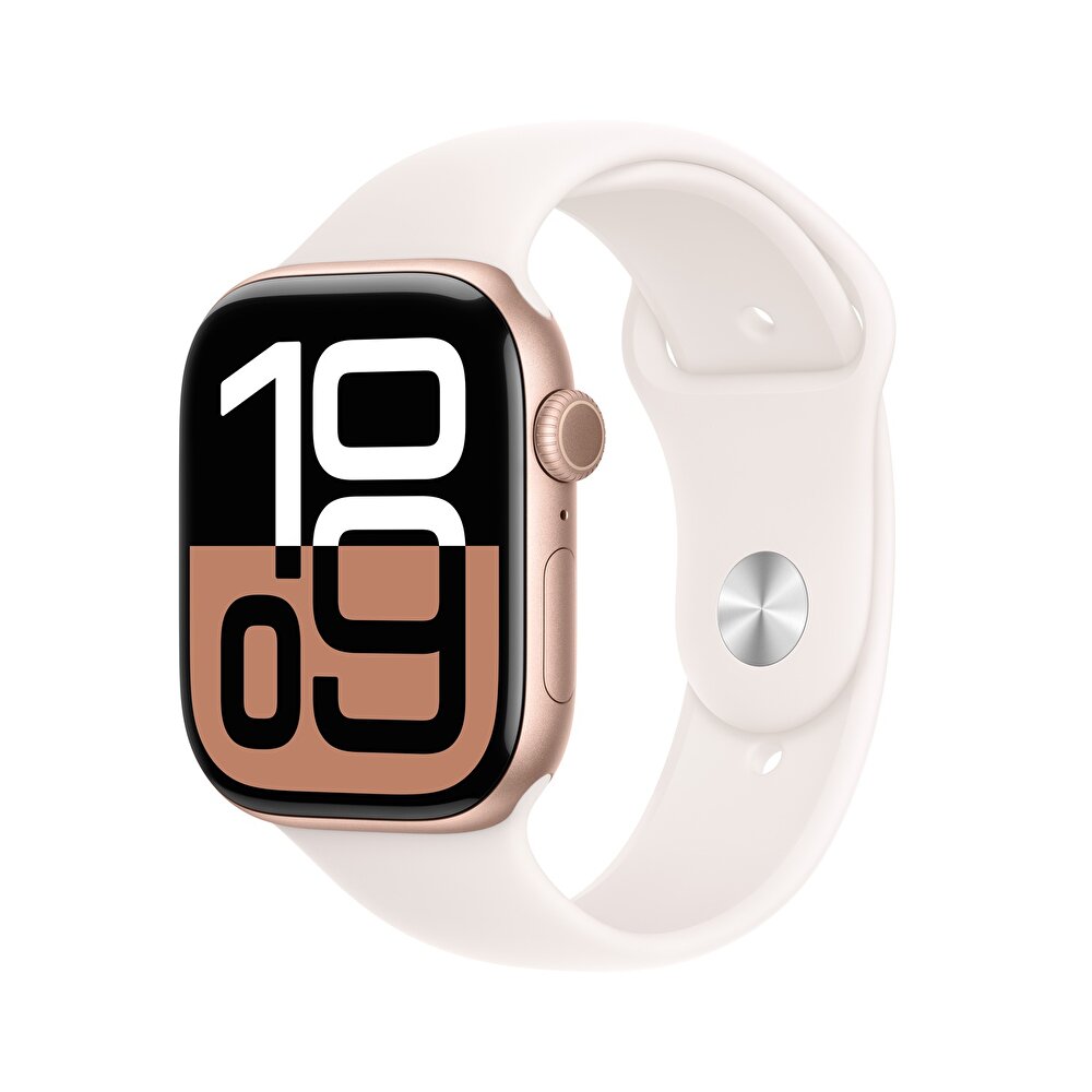 Apple Watch Series 10 GPS + Cellular 42Mm Roze Altın Rengi Alüminyum Kasa  Bulut Pembesi Spor Kordon - S/M -1