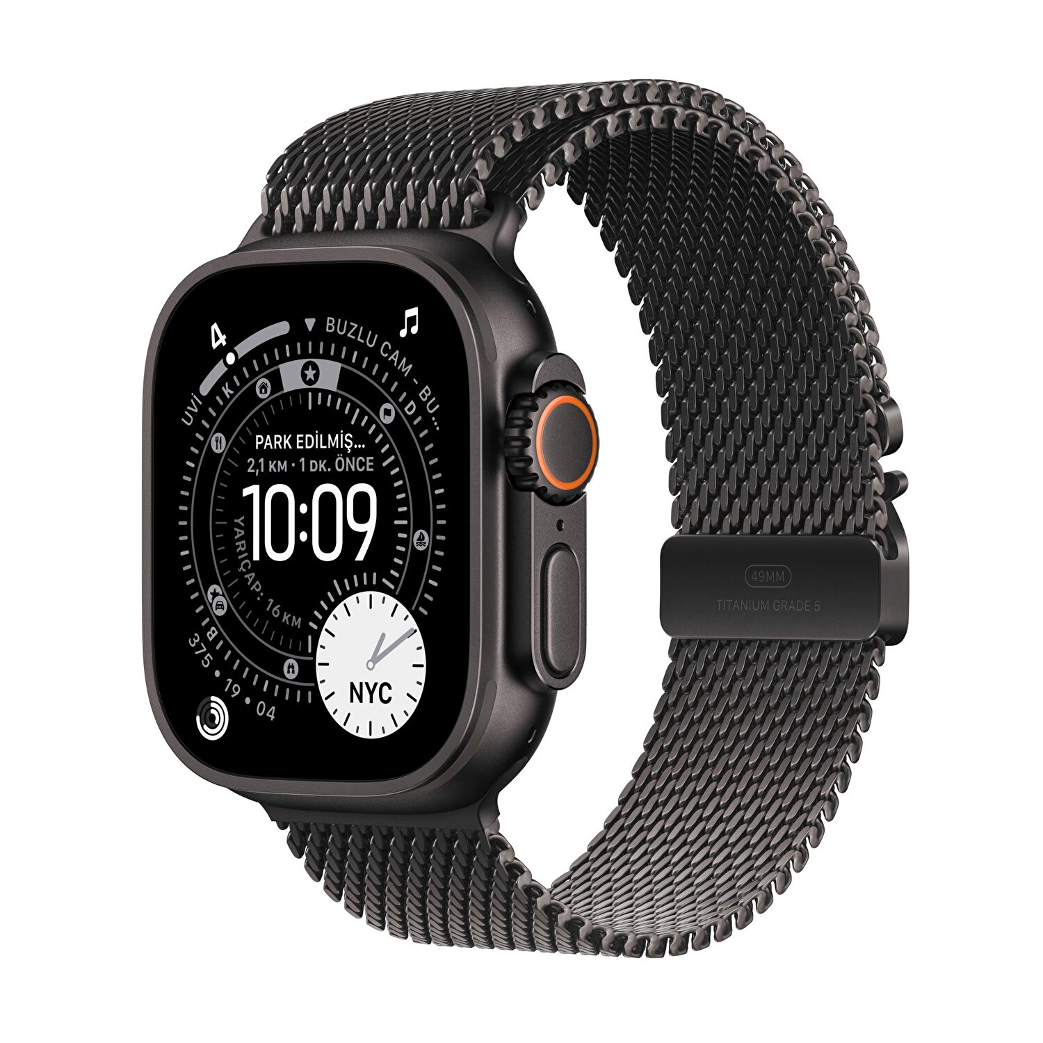 Apple Watch Ultra 3 GPS + Cellular 49mm Siyah Titanyum Kasa ve Siyah Titanyum Milano Loop - Büyük Boy