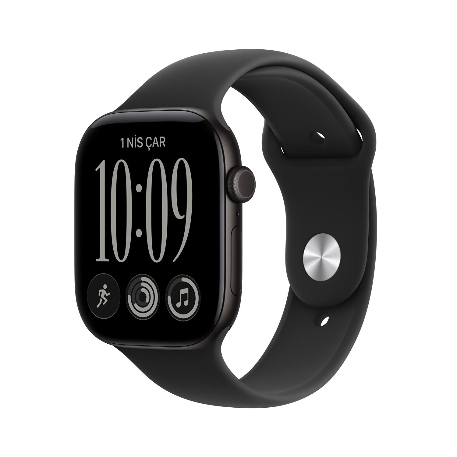 Apple Watch Series 12 GPS 46mm Siyah Alüminyum Kasa ve Siyah Spor Kordon - M/L