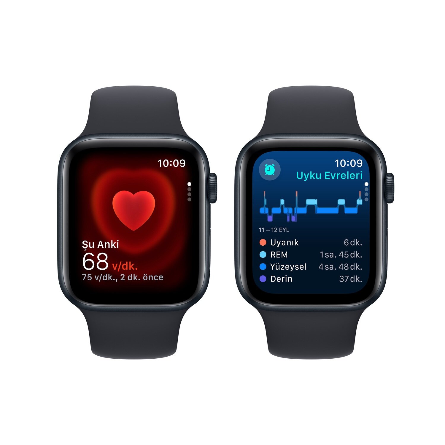 Apple Watch SE GPS Cellular 44mm Gece Yar s Aluminyum Kasa ve Gece Yar s Spor Kordon S M MRH53TU A