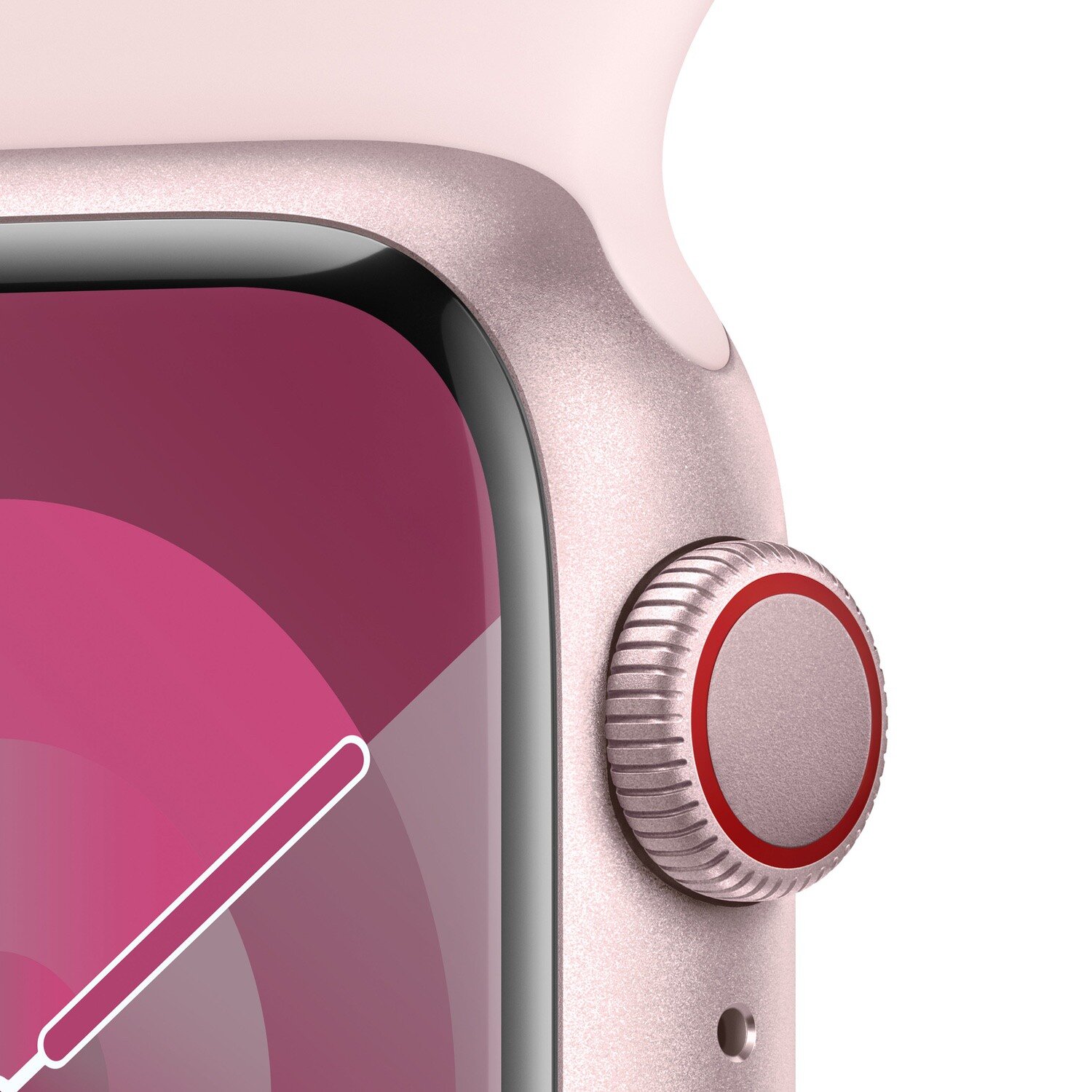 Apple Watch Series 9 GPS Cellular 41mm Pembe Aluminyum Kasa ve Ucuk Pembe Spor Kordon S M Troy Estore