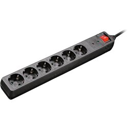 Hama 6lı Akım Korumalı Priz 2m Siyah 4047443418524