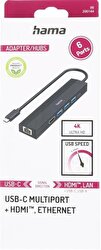 Hama USB-C-Hub 6 Ports 3x USB-A USB-C HDMI™ LAN 4047443505484