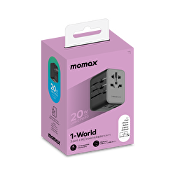 Momax 3 Port + AC Seyahat Adaptörü - Siyah 4894222071537