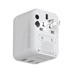 Momax 3 Port + AC Seyahat Adaptörü - Beyaz 4894222071544