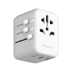 Momax 3 Port + AC Seyahat Adaptörü - Beyaz 4894222071544