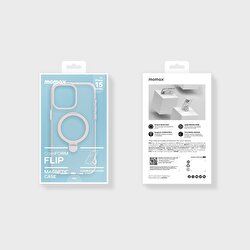 Momax iPhone 15 Flip Magsafe Kılıf - Şeffaf 4894222072435