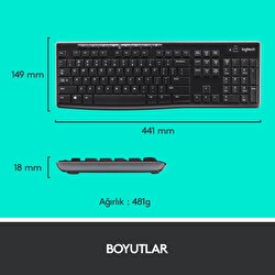 Logitech MK270 Kablosuz Klavye ve Mouse - Siyah 5099206039315