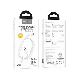 Hoco 100W Type-C to Type-C PD 2M - Beyaz 6931474734761