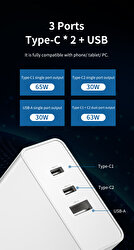 Rock Gan 65W PD Hızlı Seyahat Seti - Beyaz 6941402729387