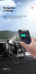 Rock Gravity Kablosuz Araç İçi iPhone Tutucu-Siyah 6941402735197