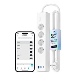 MEROSS 30W 2TypeC + 2Us 4'lü Akıllı Priz Beyaz 6942349208041