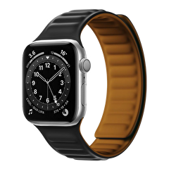 Piili Apple Watch 42-44-45-49 mm Silikon Kayış Siy 6944629154550