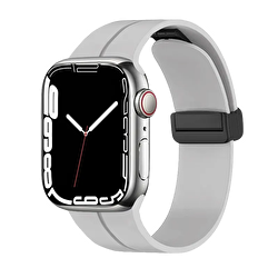 Piili Apple Watch 42-44-45-49 mm Rubber Kayış Bej 6944629154956