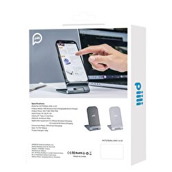 Piili Aliminyum Kablosuz Şarj Standı - Siyah 6944629156370