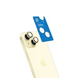 Piili iPhone 15/15 Plus Safir Lens Koruyucu-Sarı 6944629162678