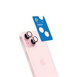 Piili iPhone 15/15 Plus Safir Lens Koruyucu-Pembe 6944629162692