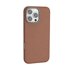 Piili iPhone 16 Pro Max Deri Magsafe Kılıf - Brown 6944629185394