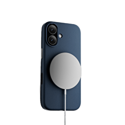 Piili ıPhone 17 Leather Magsafe Kılıf Mavi 6944629195317