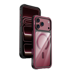Njoyny Steel Armor iPhone 18 Pro Max MagSafe Kılıf - Bordo 6944629214193