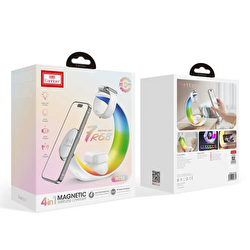 Earldom 15W RGB Kablosuz Şarj Standı - Beyaz 6973232088631