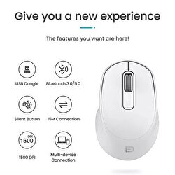 FD 2.4G & BT5.0 Wireless Dual Mode Mouse - Beyaz 6973709120109