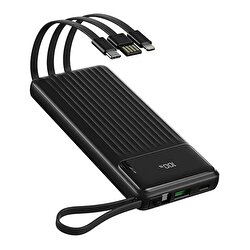 Rock PD Hızlı Şarj 10000 mAh Kablo PowerBank-Siyah 6974282123334