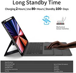 Daphnela iPad Air 13 6.Nesil Klavyeli Kılıf-Siyah 763250073650