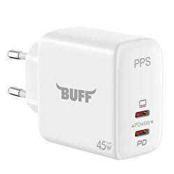 Buff  45W Hızlı Şarj 2 Port Şarj Adaptörü - Beyaz 8683548214010