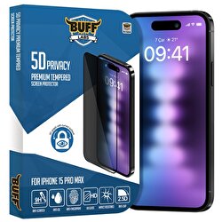 Buff iPhone 15 Pro Max 5D Privacy Ekran Koruyucu 8683548216892