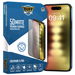 Buff iPhone 15 Pro 5D Matte Ekran Koruyucu 8683548216946