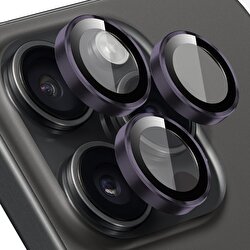 Buff iPhone 15 Pro/Max Metal Lens Koruyucusu-Mor 8683548219442