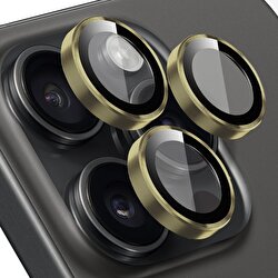 Buff iPhone 15 Pro/Max Metal Lens Koruyucusu-Altın 8683548219459