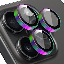 Buff iPhone 15 Pro/Max Metal Lens Koruyucusu-Renkli 8683548219473