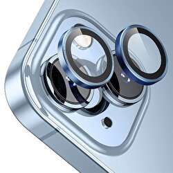 Buff iPhone 15/Plus Metal Lens Koruyucusu - Mavi 8683548219497
