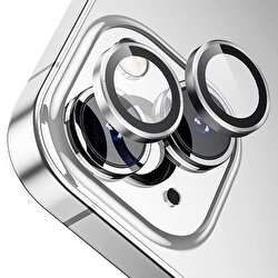Buff iPhone 15/Plus Metal Lens Koruyucusu - Gümüş 8683548219503
