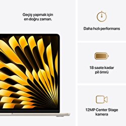 Apple MacBook Air 15' M4 Çip 10 Çekirdekli CPU 10 Çekirdekli GPU 24GB Bellek  512GB SSD Yıldız Işığı MC6K4TU/A