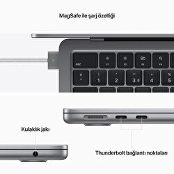 Apple MacBook Air 13' M2 Çip 8 Çekirdekli CPU 8 Çekirdekli GPU 16 GB Bellek 256GB SSD Uzay Grisi  MC7U4TU/A