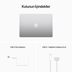 Apple MacBook Air 13' M2 Çip 8 Çekirdekli CPU 8 Çekirdekli GPU 16 GB Bellek 256GB SSD Gümüş MC7V4TU/A