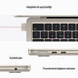 Apple MacBook Air 13' M2 Çip 8 Çekirdekli CPU 8 Çekirdekli GPU 16 GB Bellek 256GB SSD Yıldız Işığı MC7W4TU/A