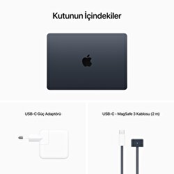 Apple MacBook Air 13' M2 Çip 8 Çekirdekli CPU 8 Çekirdekli GPU 16 GB Bellek 256GB SSD Gece Yarısı MC7X4TU/A