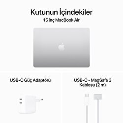 Apple MacBook Air 15' M3 Çip 8 Çekirdekli CPU 10 Çekirdekli GPU 16GB Bellek 256GB SSD Gümüş  MC9E4TU/A