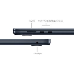 Teşhir - Apple MacBook Air 15' M3 Çip 8 Çekirdekli CPU 10 Çekirdekli GPU 16GB Bellek 256GB SSD Gece Yarısı MC9G4TU/A